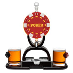 Poker Chip Whiskey Decanter Set for Men with Whiskey Glass Set of 2. Texas Holdem No Limit Liquor Gift for Men. Poker Aces Alcohol Decanter Set