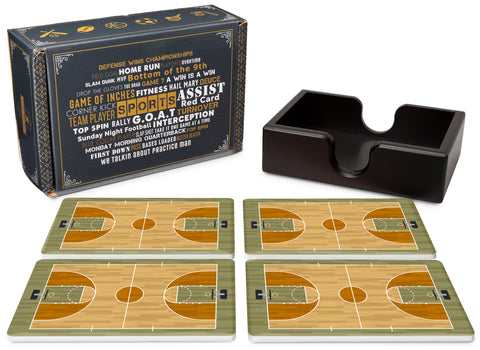 Basketball Ceramic Coasters with Holder
