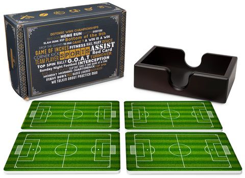 Soccer Ceramic Coasters with Holder