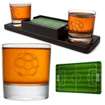 Soccer Ball Whiskey Glass Set of 2. Unique Gift for Men, Premium Glassware Decorations Accessories, Bar Tumbler. Crystal. 11 Oz