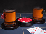 Poker Chip Whiskey Glass Set of 2. Unique Gift for Men, Glassware Texas Holdem No Limit, Bar Tumbler. Crystal Clear Finish. 11 Oz, Alcohol