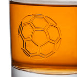 Soccer Ball Whiskey Glass Set of 4. Unique Gift for Men or Dad, Son Daughter, Home Bar Gifts, Bar Tumbler. Crystal Clear Finish. 11 Oz