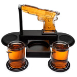 Pistol Set for Men with Whiskey Glass Set of 2. Gun Liquor Decanter, Unique Gift for Men, Present for Military or Veteran. 9 oz Alcohol