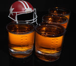 Football Ball Whiskey Glass Set of 4. Unique Gift for Men, Home Bar Gifts, Glassware Decorations Accessories, Bar Tumbler. Crystal. 11 Oz