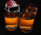 Football Ball Whiskey Glass Set of 4. Unique Gift for Men, Home Bar Gifts, Glassware Decorations Accessories, Bar Tumbler. Crystal. 11 Oz