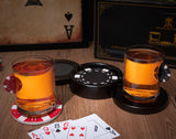 Poker Chip Whiskey Glass Set of 2. Unique Gift for Men, Glassware Texas Holdem No Limit, Bar Tumbler. Crystal Clear Finish. 11 Oz, Alcohol