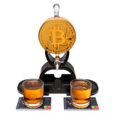 Bitcoin Whiskey Decanter Set. Unique Gift for Men, Whiskey Glasses Style Premium Glassware Cryptocurrency, Bar Tumbler. Crystal. 11 Oz