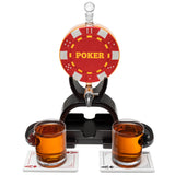 Poker Chip Whiskey Decanter Set for Men with Whiskey Glass Set of 2. Texas Holdem No Limit Liquor Gift for Men. Poker Aces Alcohol Decanter Set