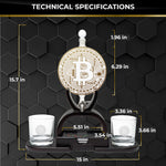 Bitcoin Whiskey Decanter Set. Unique Gift for Men, Whiskey Glasses Style Premium Glassware Cryptocurrency, Bar Tumbler. Crystal. 11 Oz