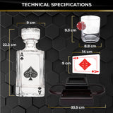 Poker Whiskey Decanter Set for Men With Whiskey Glass Set of 2. Texas Holdem No Limit Liquor Gift for Men. Poker Aces Alcohol Decanter Set