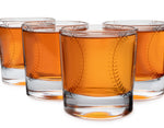 Baseball Ball Whiskey Glass Set of 4. Unique Gift for Men, Home Bar Gifts, Glassware Decorations Accessories, Bar Tumbler. Crystal. 11 Oz