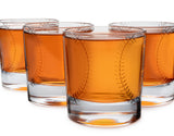 Baseball Ball Whiskey Glass Set of 4. Unique Gift for Men, Home Bar Gifts, Glassware Decorations Accessories, Bar Tumbler. Crystal. 11 Oz