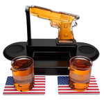 Pistol Set for Men With Whiskey Glass Set of 2. Second Amendment Liquor Decanter, Unique Gift for Men, Present for Military or Veteran. 9 Oz Gun