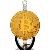 Bitcoin Whiskey Decanter Set. Unique Gift for Men, Whiskey Glasses Style Premium Glassware Cryptocurrency, Bar Tumbler. Crystal. 11 Oz