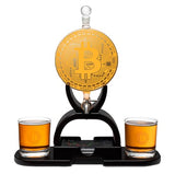 Bitcoin Whiskey Decanter Set. Unique Gift for Men, Whiskey Glasses Style Premium Glassware Cryptocurrency, Bar Tumbler. Crystal. 11 Oz