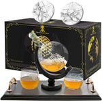 Globe Decanter with Gold Handles 2 Glass Set