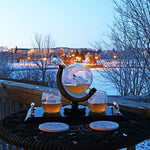 Globe Decanter with Gold Handles 2 Glass Set