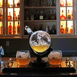 Globe Decanter with Gold Handles 2 Glass Set