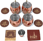 Hammered Barrel Copper with Stainless Steel lining 4pack set