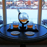 Globe Decanter with Gold Handles 2 Glass Set